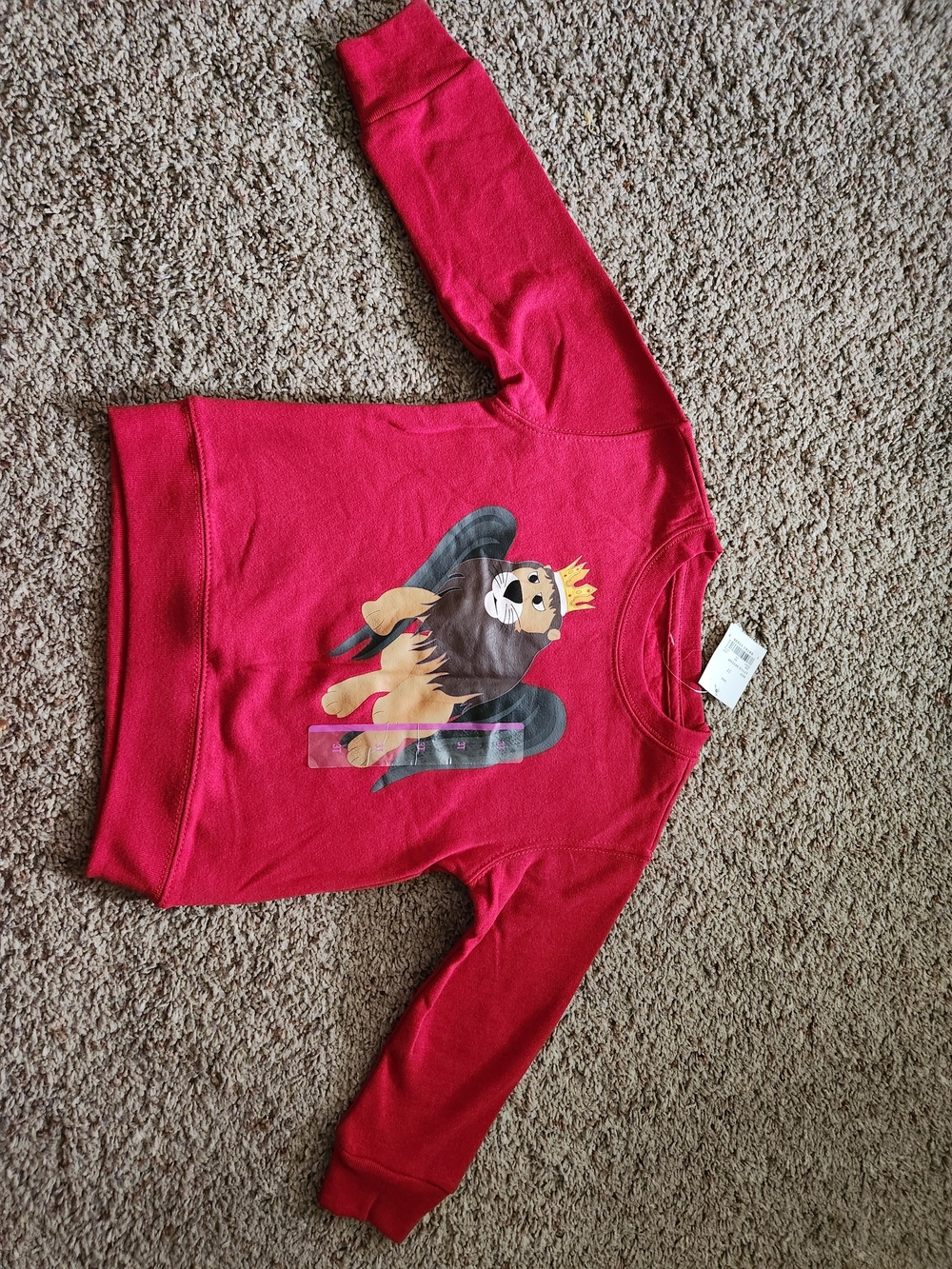 Burgundy Lion Graphic Sweatshirt with Crown Unisex For Kids Size 3T